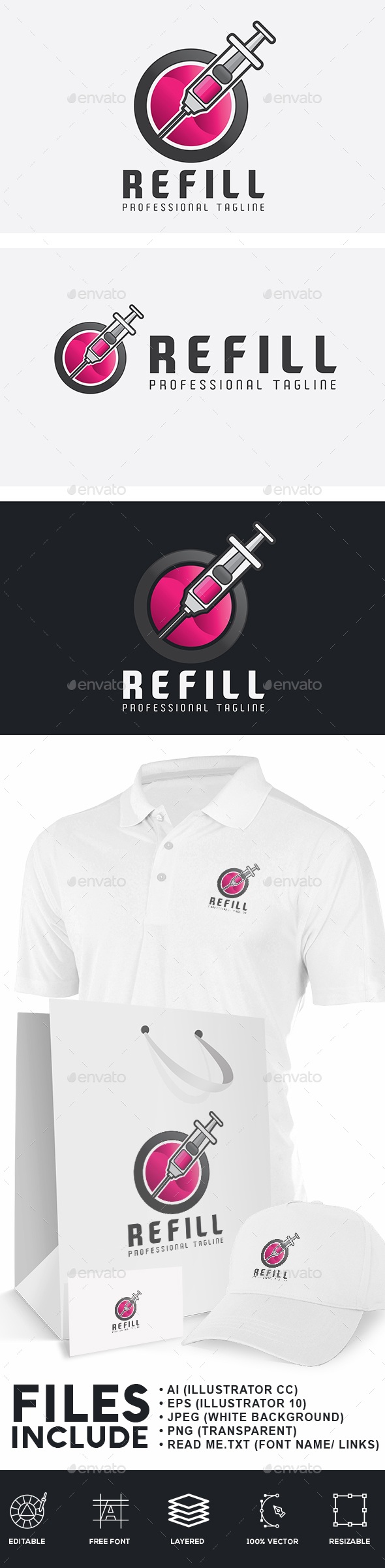 Refill Injection Logo, Logo Templates | GraphicRiver