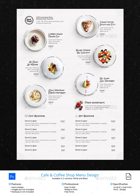 Clean Menu White Wood, Print Templates | GraphicRiver