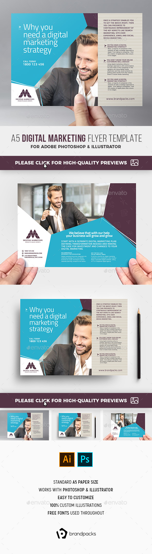 Digital Marketing Flyer Template, Print Templates | GraphicRiver