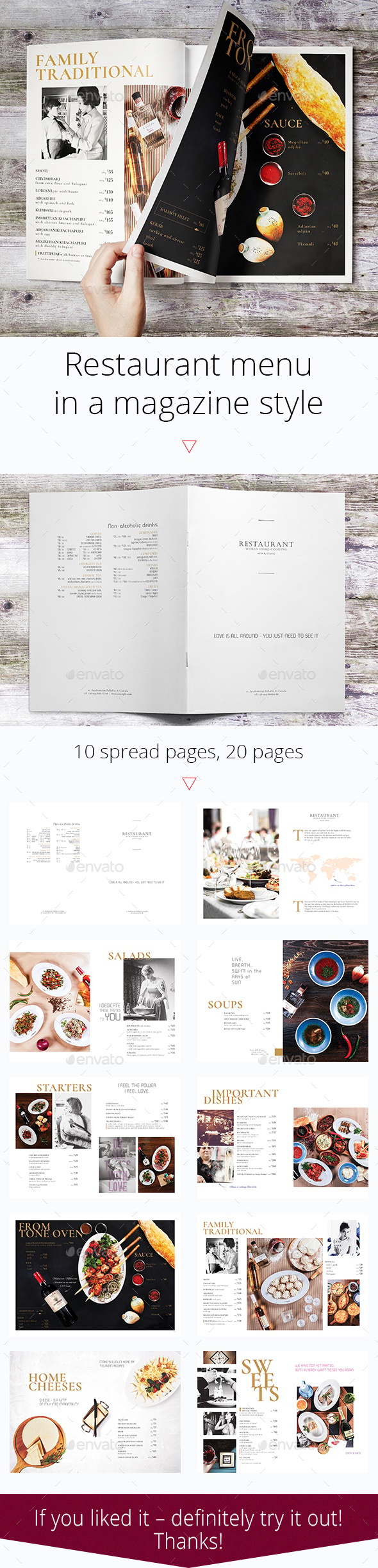 Restaurant Menu in a Magazine Style, Print Templates | GraphicRiver