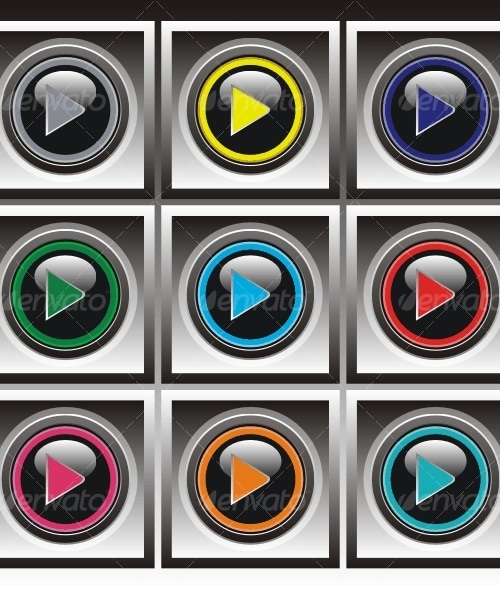 Set of vector elements. Color buttons., Icons | GraphicRiver