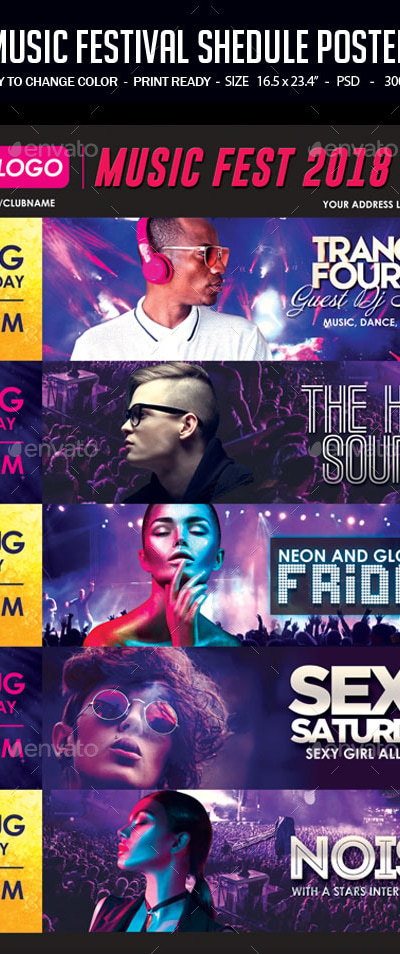 Music Festival Schedule Poster, Print Templates | GraphicRiver