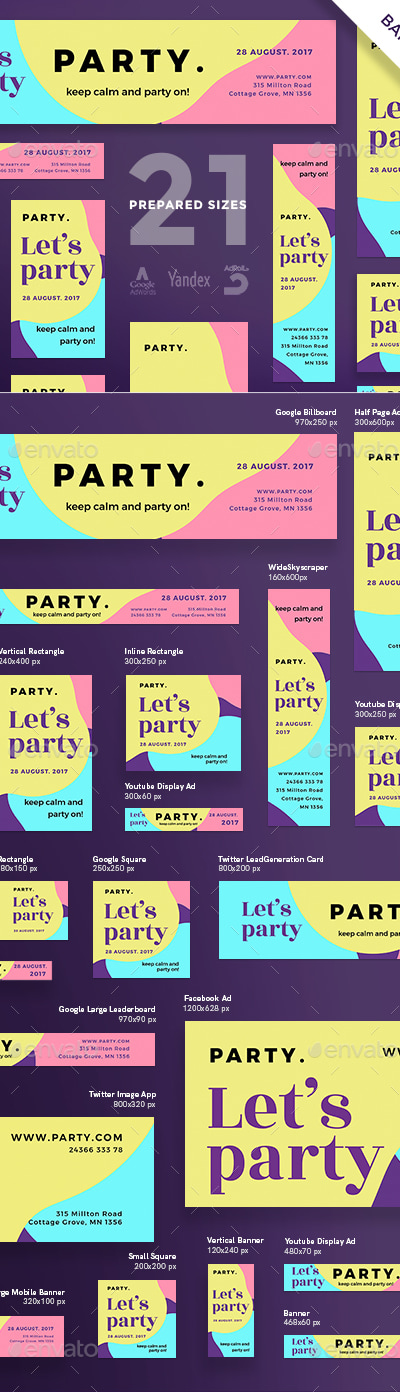 Let's Party Banner Pack, Web Elements | GraphicRiver