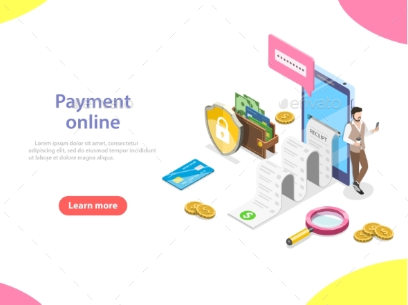 Payment Online Flat Isometric Vector Concept., Vectors | GraphicRiver