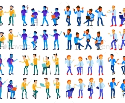 Man Set Vector. Modern Gradient Colors. People, Vectors | GraphicRiver