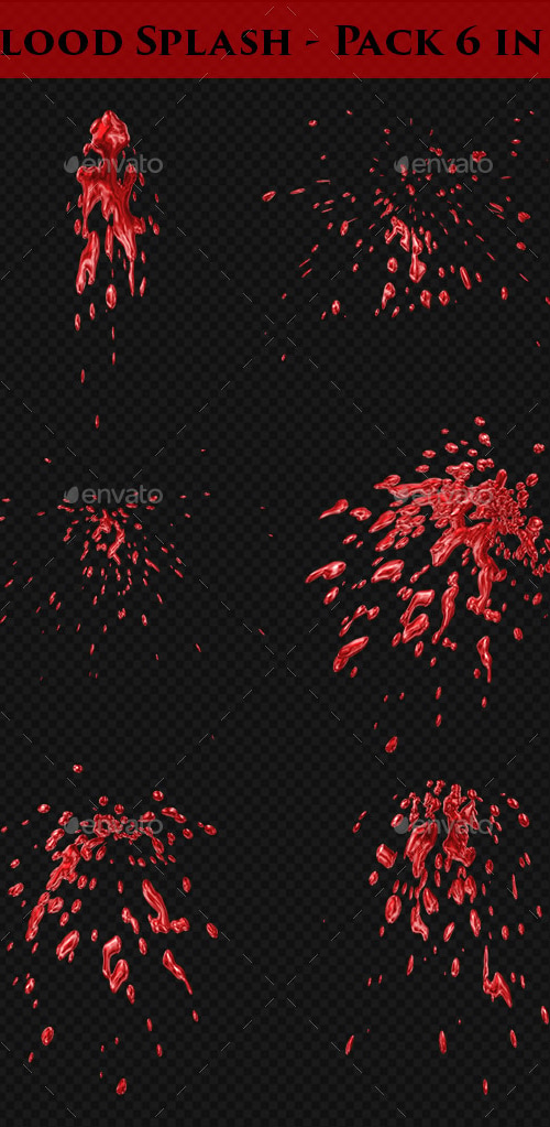 Blood Splash - Pack 6 in 1, Graphics | GraphicRiver