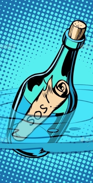 SOS Bottle with Note Sea, Vectors | GraphicRiver