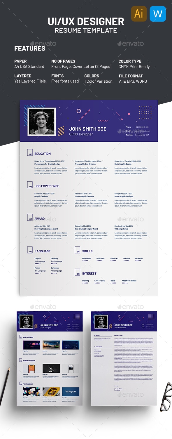 UI UX Designer Resume Template, Print Templates | GraphicRiver