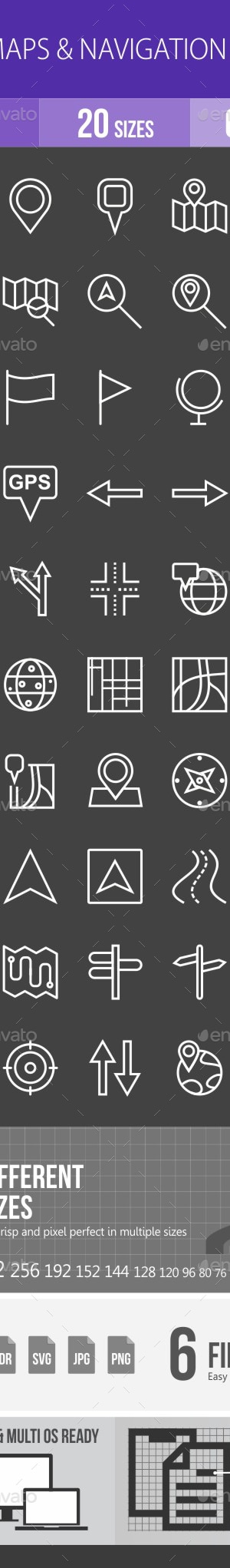 Maps & Navigation Line Inverted Icons, Icons | GraphicRiver