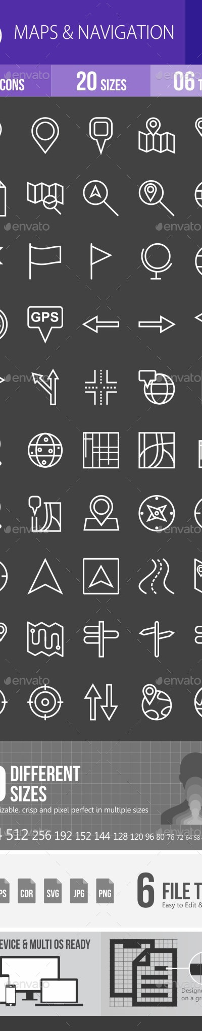 Maps & Navigation Line Inverted Icons, Icons | GraphicRiver