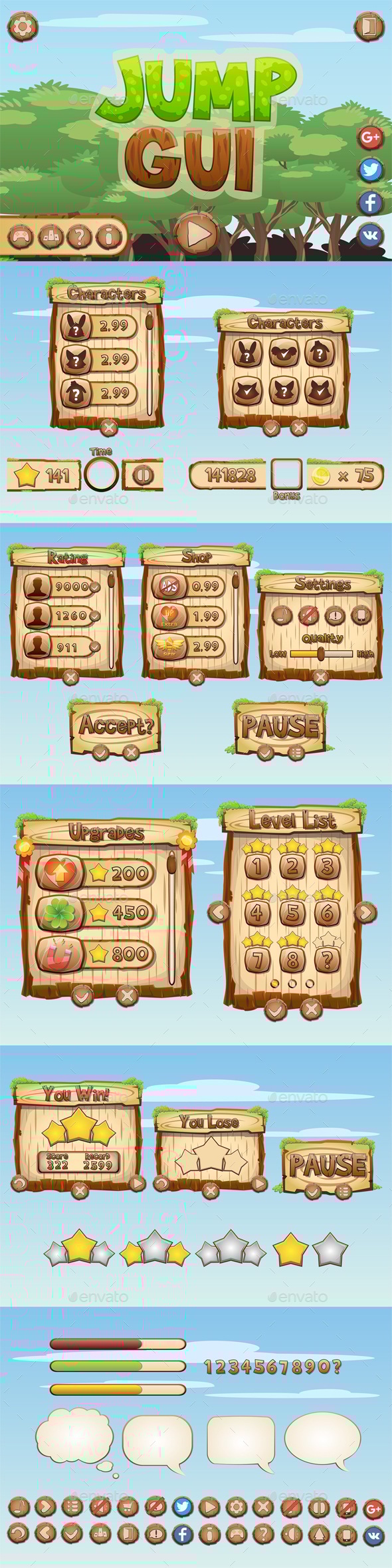 Jump Game UI, Game Assets | GraphicRiver