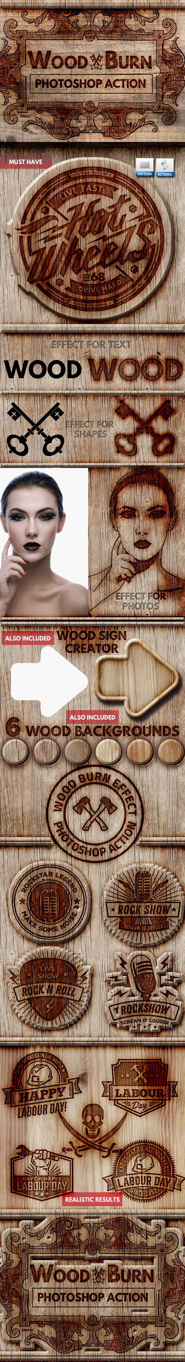 Wood Burn Effect Photoshop Action, Add-ons | GraphicRiver