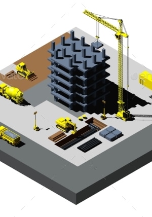 Building Construction Vector Isometric, Vectors | GraphicRiver