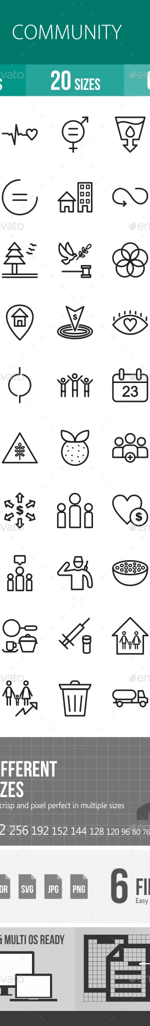 Community Line Icons, Icons | GraphicRiver