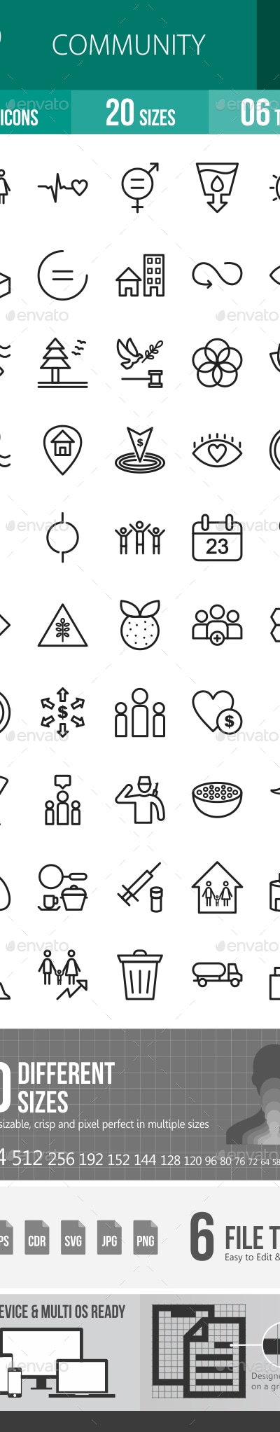 Community Line Icons, Icons | GraphicRiver