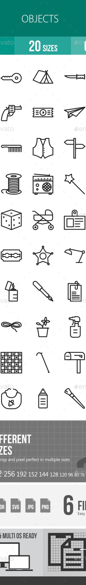 Objects Line Icons, Icons | GraphicRiver