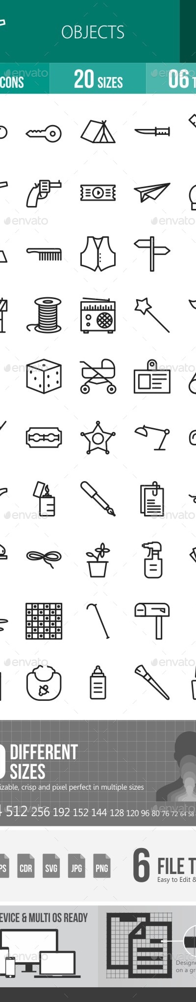 Objects Line Icons, Icons | GraphicRiver