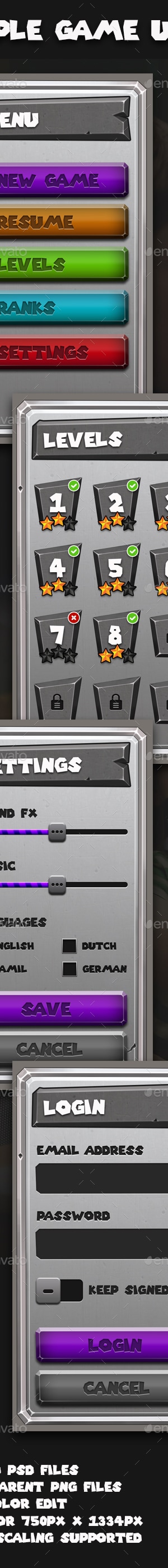 Simple Rock Style Game GUI, Game Assets | GraphicRiver