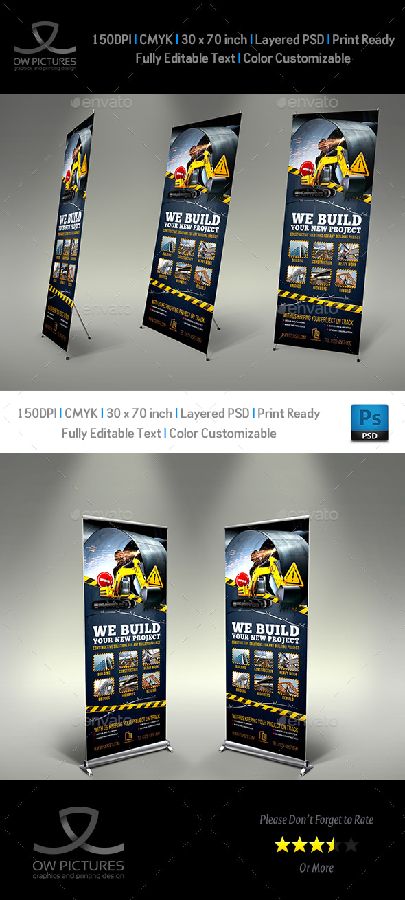 Construction Business Signage Roll Up Template Vol.6, Print Templates