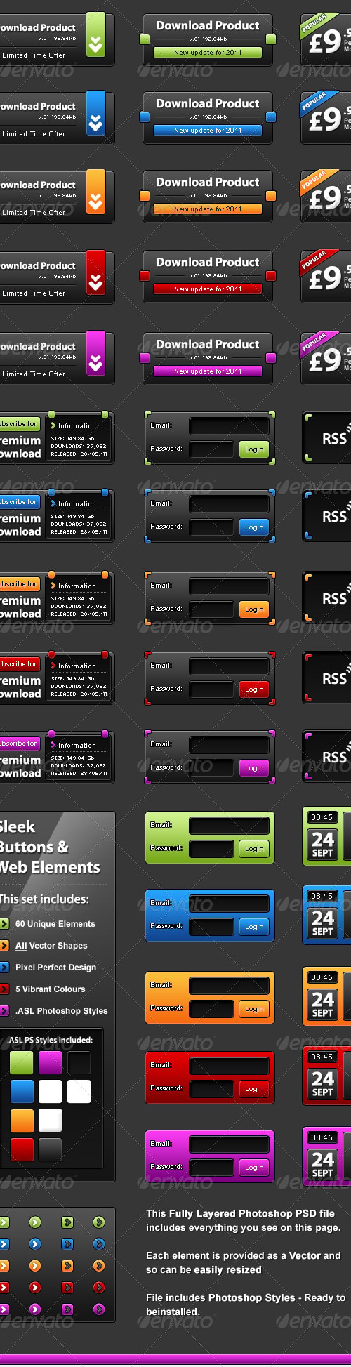 Slick UI Elelments - Web Design Interface Elements, Web Elements ...