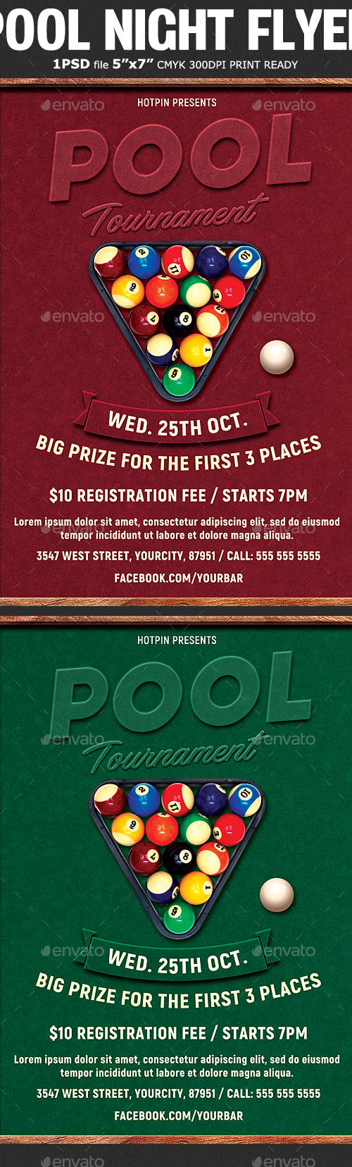 Pool Tournament Flyer Template, Print Templates | GraphicRiver