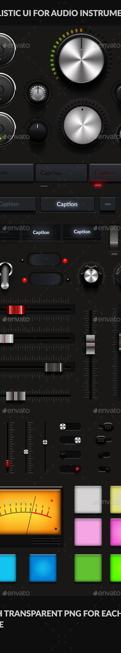 Realistic UI Elements For Audio Instruments, Web Elements | GraphicRiver