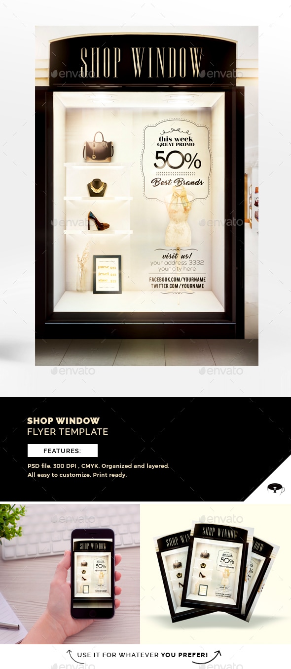 Shop Window Flyer Template, Print Templates | GraphicRiver
