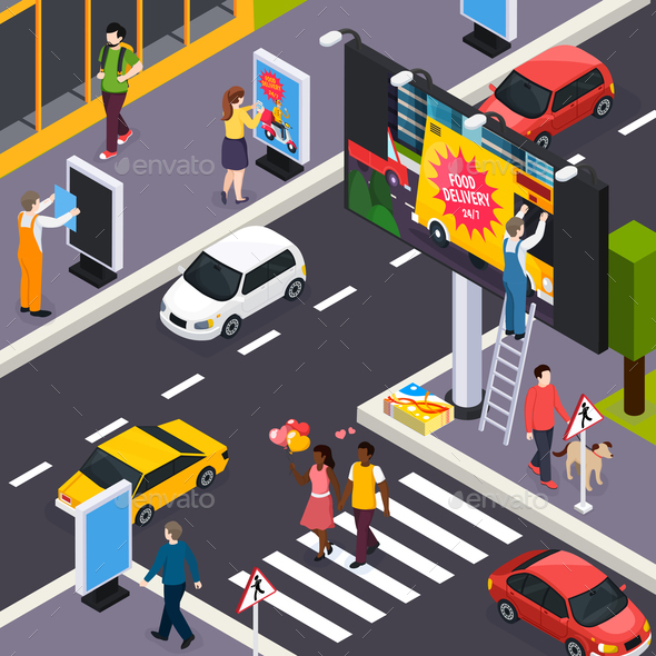 Advertising Agency Isometric Composition, Vectors | GraphicRiver