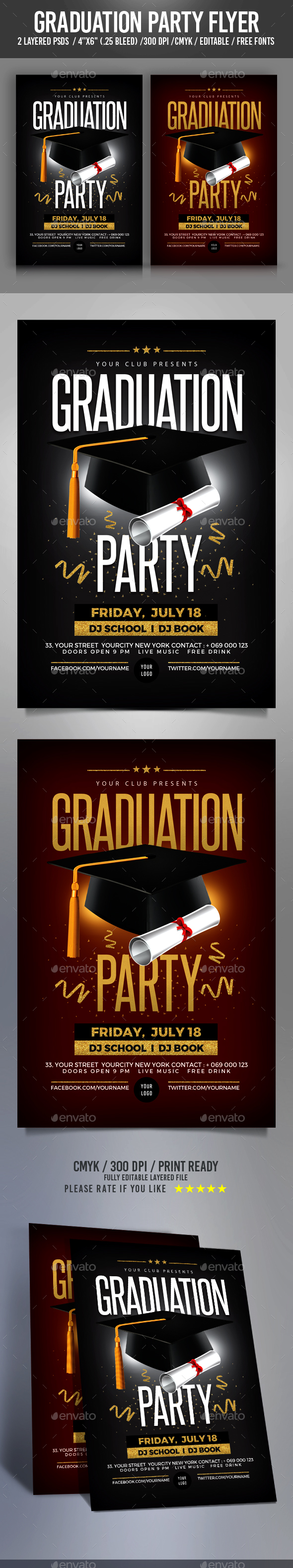 Graduation Party Flyer, Print Templates | GraphicRiver
