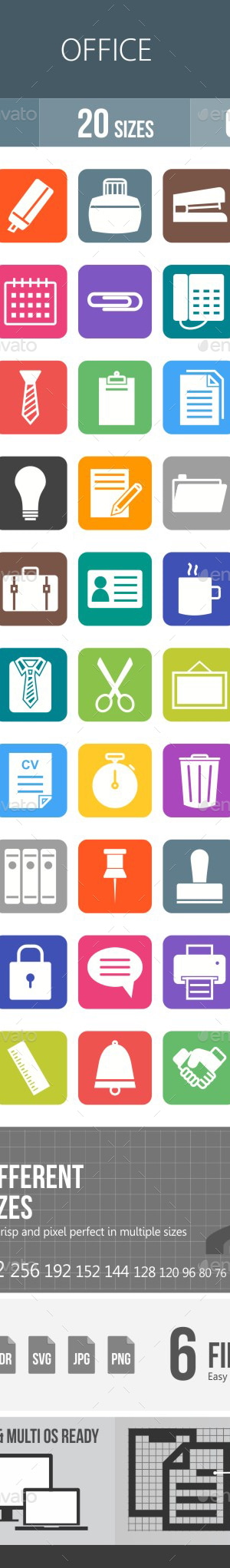 Office Flat Round Corner Icons, Icons | GraphicRiver