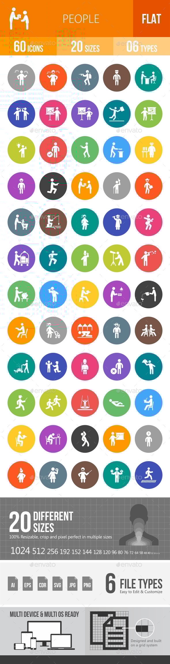 People Flat Round Icons, Icons | GraphicRiver