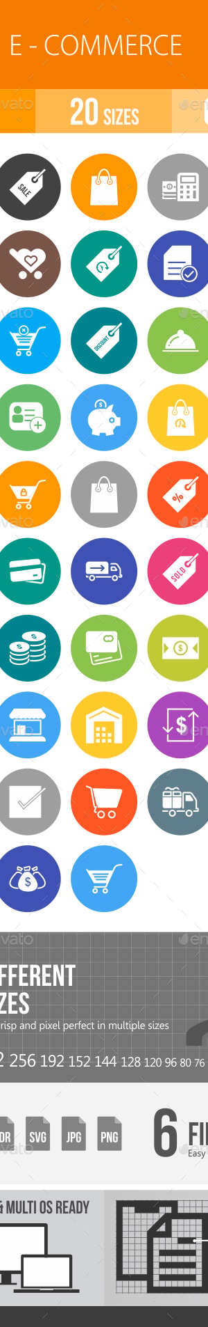 Ecommerce Flat Round Icons, Icons | GraphicRiver