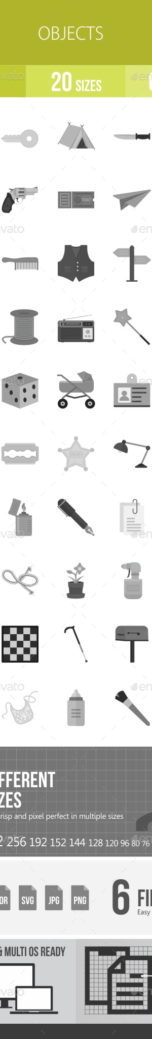 Objects Flat Round Icons, Icons | GraphicRiver