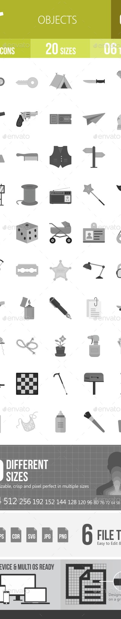 Objects Flat Round Icons, Icons | GraphicRiver