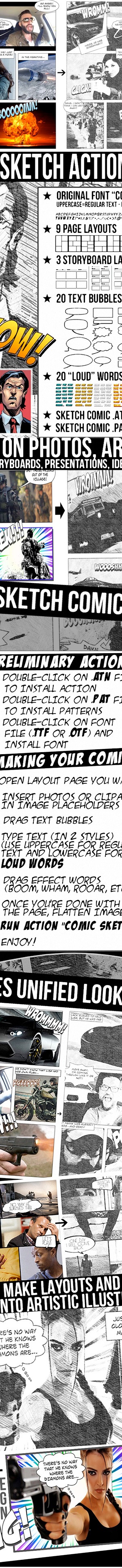 Comic Sketch Action Kit for Photoshop, Add-ons | GraphicRiver