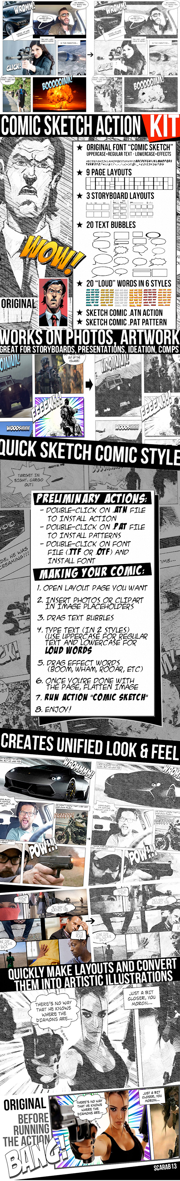 Comic Sketch Action Kit for Photoshop, Add-ons | GraphicRiver