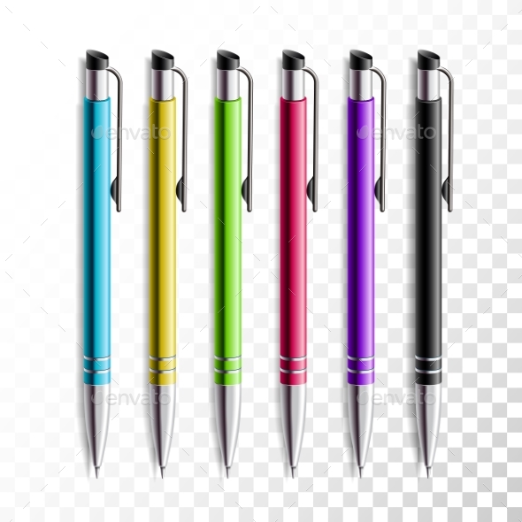 Design Set of Realistic Colored Pens, Vectors | GraphicRiver