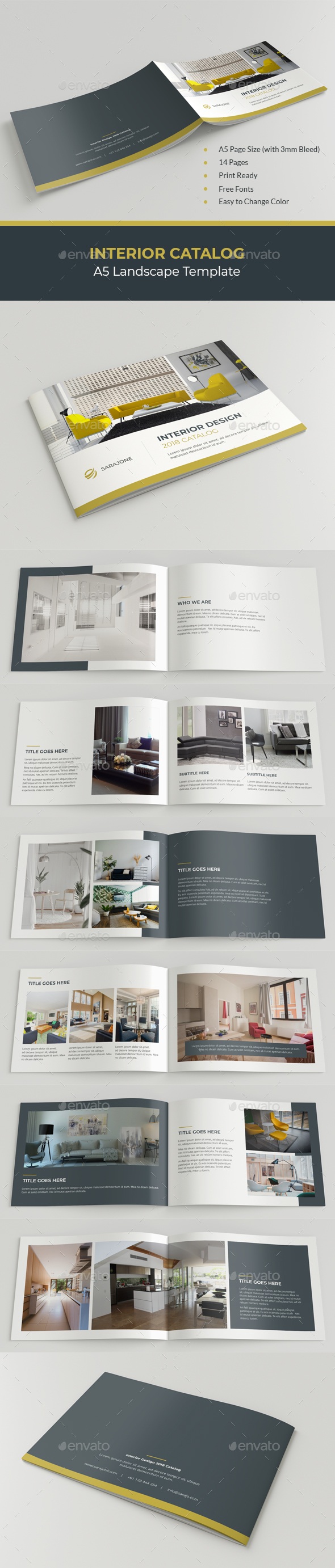 A5 Interior Design Catalog Brochure, Print Templates GraphicRiver