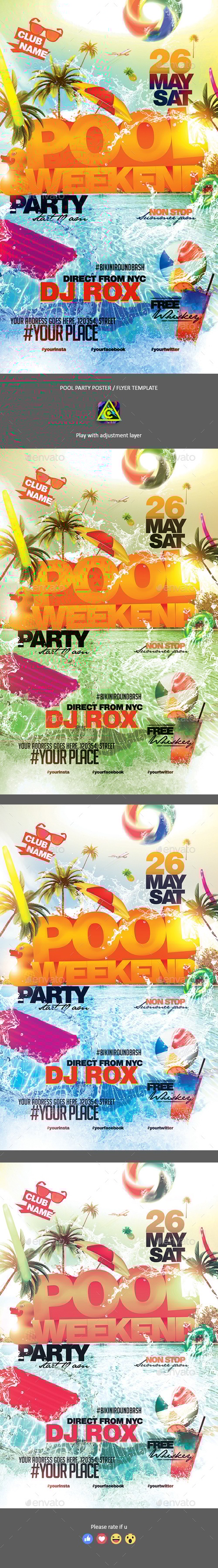 Pool Weekend Party Poster / Flyer, Print Templates | GraphicRiver