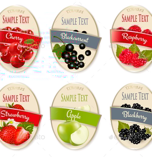 Set of Fruit Labels, Vectors | GraphicRiver