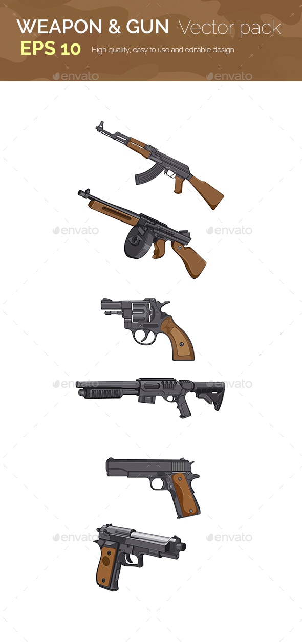 6 Weapon Vector Illustrations, Vectors | GraphicRiver