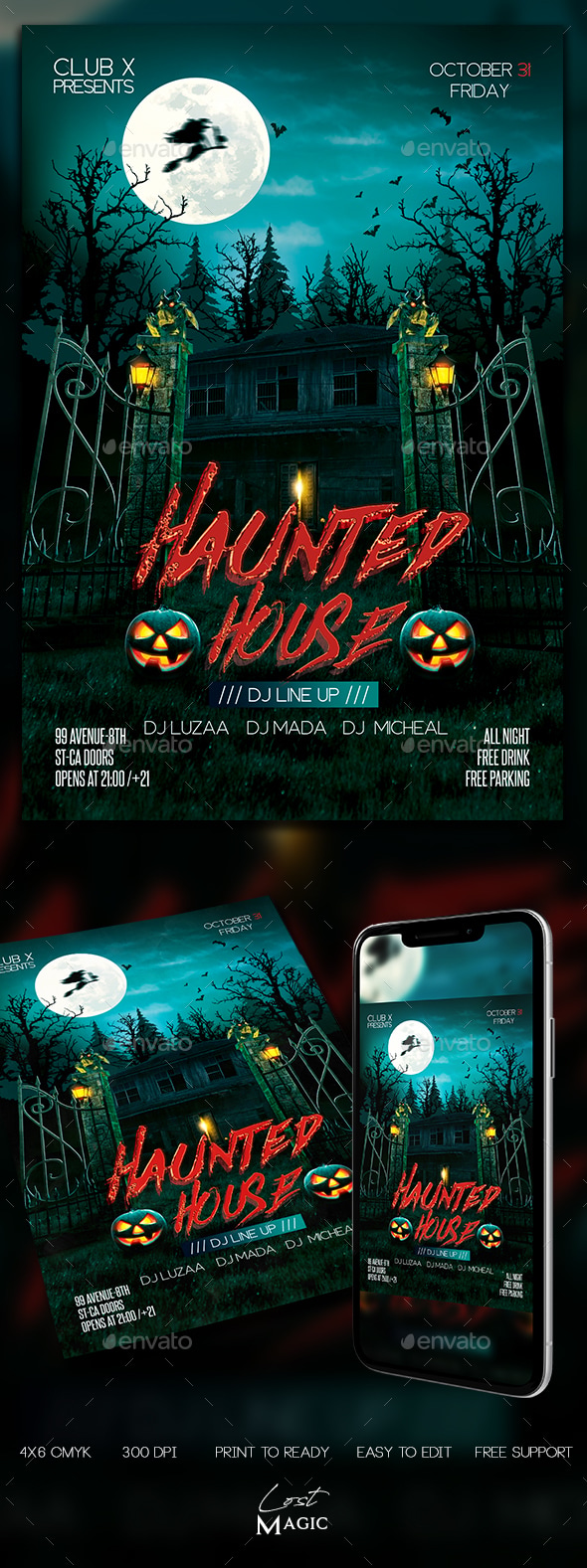 Haunted house flyer, Print Templates | GraphicRiver