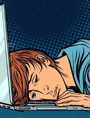 Tired Man at the Computer, Vectors | GraphicRiver