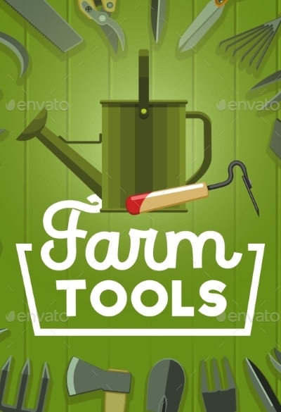 Farm Tools and Gardening Equipment, Vectors | GraphicRiver