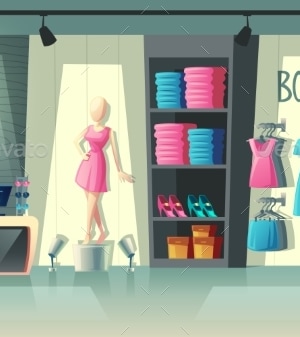 Vector Clothing Shop Interior, Vectors | GraphicRiver