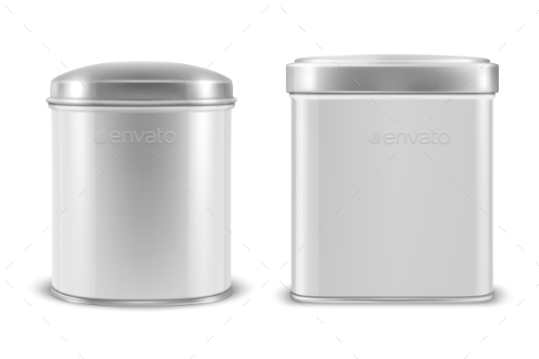 Vector Realistic White Blank Metal Aluminium Tin, Vectors | GraphicRiver