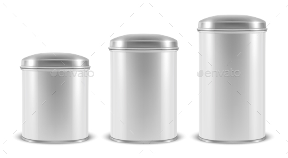 Vector Realistic White Blank Metal Aluminium Tins, Vectors | GraphicRiver