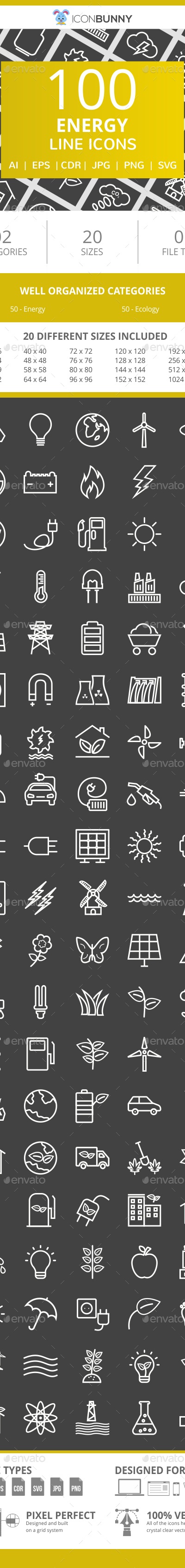 100 Energy Line Inverted Icons, Icons | GraphicRiver