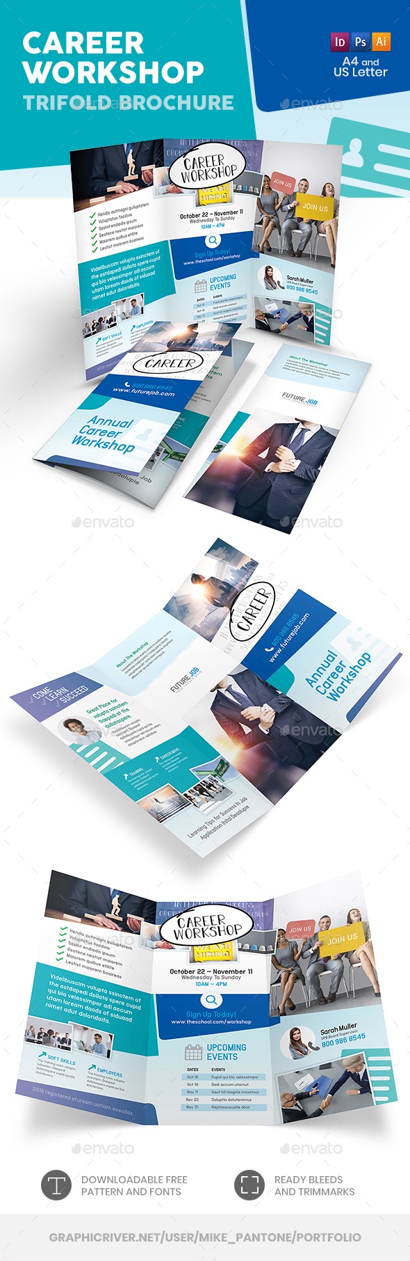 Career Workshop Trifold Brochure, Print Templates | GraphicRiver