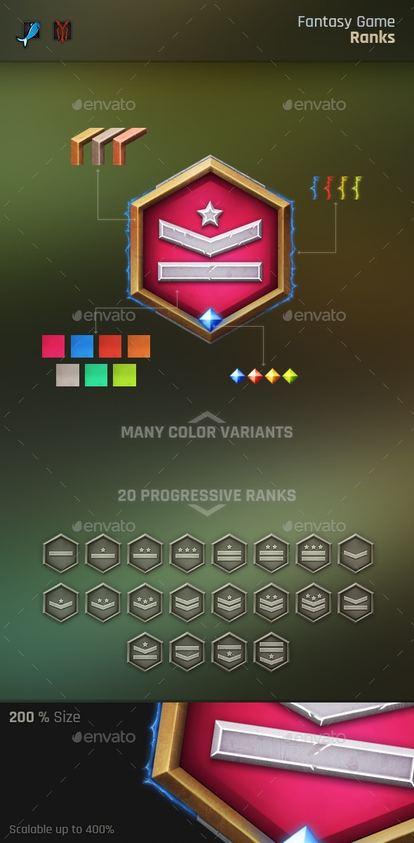 Fantasy Game Ranks, Game Assets | GraphicRiver